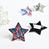 Blue liberty fabric star badge, liberty fabric star brooch handmade by Stitch Galore