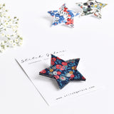 Fabric star brooch, Blue liberty fabric star badge, liberty fabric star brooch handmade by Stitch Galore
