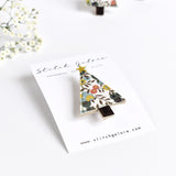 Handmade Liberty fabric Christmas tree brooch by Stitch Galore