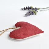 Red heart lavender bag, lavender heart scented sachets handmade by Stitch Galore