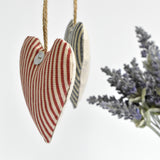 Heart lavender bag, lavender heart scented sachets, handmade with red striped fabric by Stitch Galore
