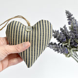 Heart lavender bag, lavender heart scented sachets, handmade with blue striped fabric by Stitch Galore