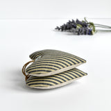 Heart lavender bag, lavender heart scented sachets, handmade with blue striped fabric by Stitch Galore