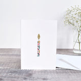 Stitched fabric candle card, sewn fabric birthday candle card handmade by stitch galore