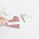 pink glitter love heart badge handmade by stitch galore