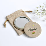 Personalised compact mirror, embroidered hand mirror handmade by Stitch Galore