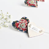 Liberty fabric heart brooch, love heart brooch handmade by Stitch Galore