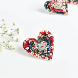 Textile heart badge, Valentine heart badge handmade by Stitch Galore