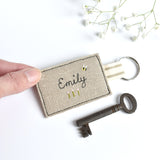 Embroidered personalised keychain, name keyring handmade by Stitch Galore