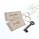 Embroidered personalised keyring, name keychain handmade by Stitch Galore