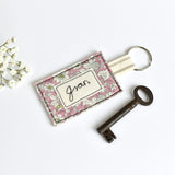 Personalised keyring, embroidered name key ring handmade by Stitch Galore