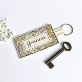Name keyring, personalised fabric keyring handmade by Stitch Galore
