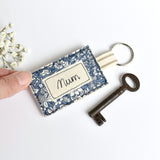 Embroidered personalised Mum keychain, name keyring handmade by Stitch Galore