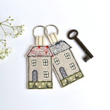Handmade fabric keyring, new home key ring , house keyring by Stitch Galore