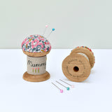 Pin cushion for Mum, personalised pins and needles holder made using Liberty of London fabric handmade by Stitch Galore