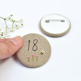 Personalised birthday badge, 18th Birthday badge, embroidered badge handmade by Stitch Galore 