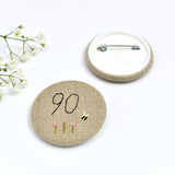 90th Birthday badge, embroidered, badge, personalised birthday badges handmade by Stitch Galore