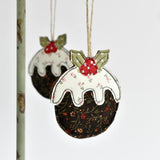 Fabric Christmas pudding tree decoration handmade by Stitch Galore