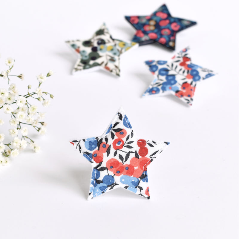 Liberty fabric star badge, fabric star badge, sewn fabric star badge handmade by Stitch Galore