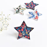 Sewn fabric star badge, Blue liberty fabric star badge, liberty fabric star brooch handmade by Stitch Galore