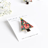 Liberty fabric tree brooch, Christmas tree badge handmade by Stitch Galore