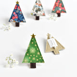 Handmade green fabric Christmas tree badge  handmade by Stitch Galore