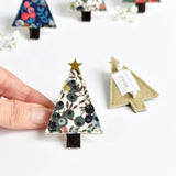 Liberty fabric Christmas tree brooch, Sewn Christmas tree badge handmade by Stitch Galore