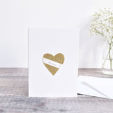 Handmade gold anniversary card, golden wedding card , sewn love card made by stitch galore