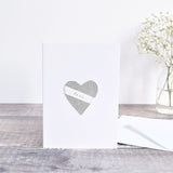 handmade silver wedding card, silver anniversary card handmade by stitch galore