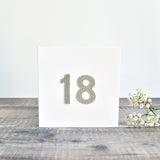 18th Birthday card, 18th Anniversary card sewn card with silver glitter fabric handmade by Stitch Galore