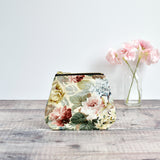 Coin purse made from cream vintage floral fabric handmade by Stitch Galore