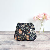 Coin purse made from dark blue vintage floral fabric handmade by Stitch Galore