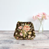 Coin purse made from brown Sanderson vintage floral fabric handmade by Stitch Galore