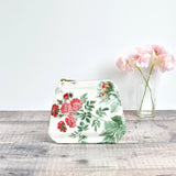 Coin purse made from cream Sanderson vintage floral fabric handmade by Stitch Galore