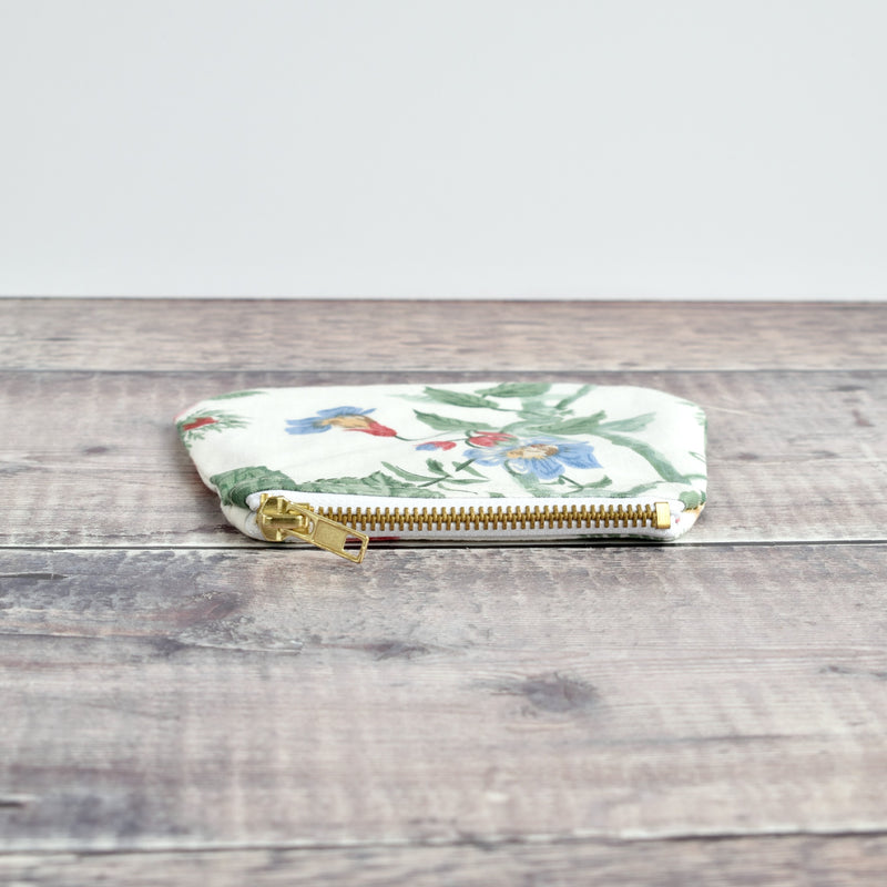 Coin purse made from cream Sanderson vintage floral fabric handmade by Stitch Galore