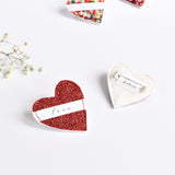 handmade red glitter fabric love heart pin badge handmade by stitch galore