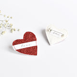 sewn red glitter fabric love heart brooch handmade by stitch galore