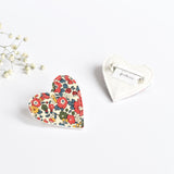 Liberty fabric love heart brooch handmade by stitch galore