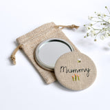 Embroidered personalised pocket mirror, personalised compact mirror handmade by Stitch Galore