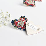 Liberty fabric heart brooch, love heart brooch handmade by Stitch Galore 