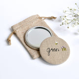 Personalised compact mirror, embroidered hand mirror handmade by Stitch Galore
