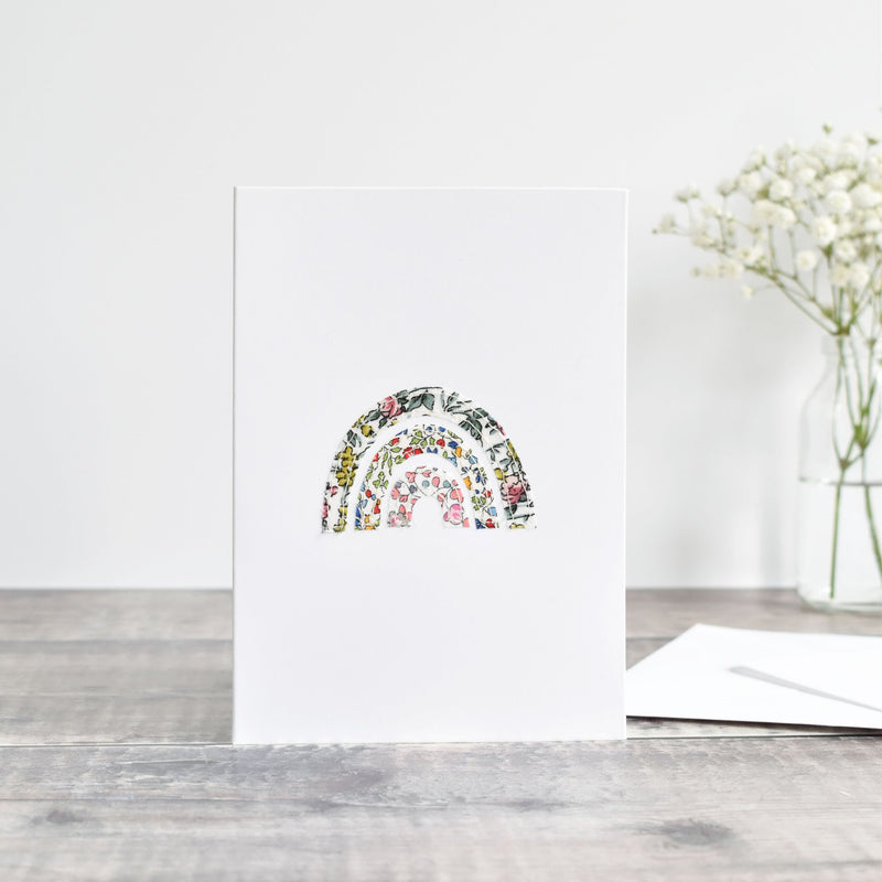 Rainbow card, stitched card handmade by stitch galore