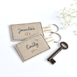 Embroidered personalised keyring, name keychain handmade by Stitch Galore 