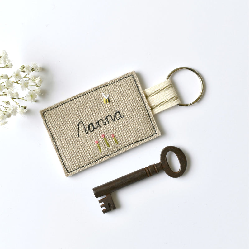 Personalised key ring, personalised new home keyring by Stitch Galore