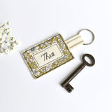 Name keyring, handmade personalised keyring by Stitch Galore