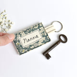 Embroidered personalised keychain, name keyring handmade by Stitch Galore 