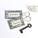 Embroidered personalised keyring, name keychain handmade by Stitch Galore 