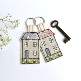 Handmade fabric keyring, new home key ring , house keyring by Stitch Galore