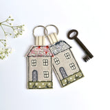 Handmade fabric keyring, new home key ring , house keyring by Stitch Galore 