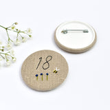 Embroidered 18th Birthday badge, embroidered badge, personalised birthday badges handmade by Stitch Galore 